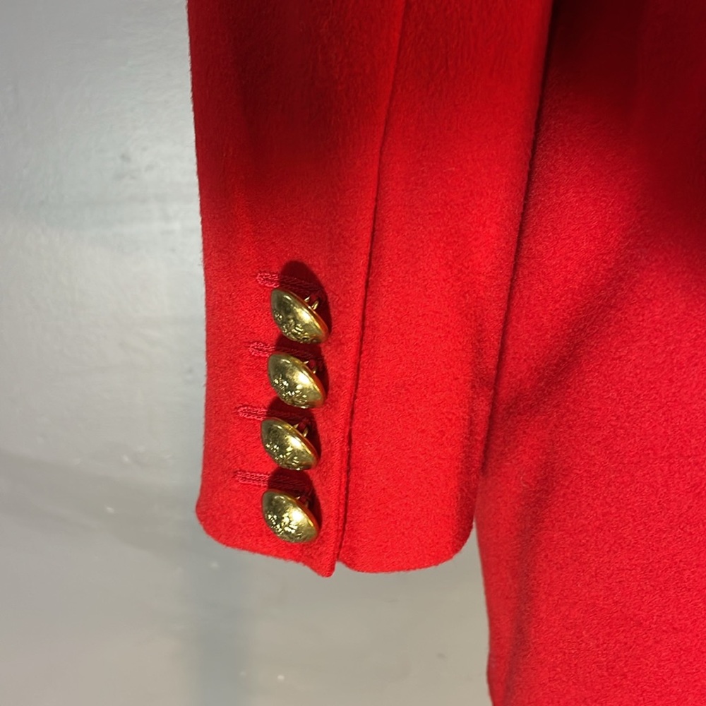100% wool Jaeger double breasted blazer size 12 astounding quality gorgeous red! - Picture 12 of 17